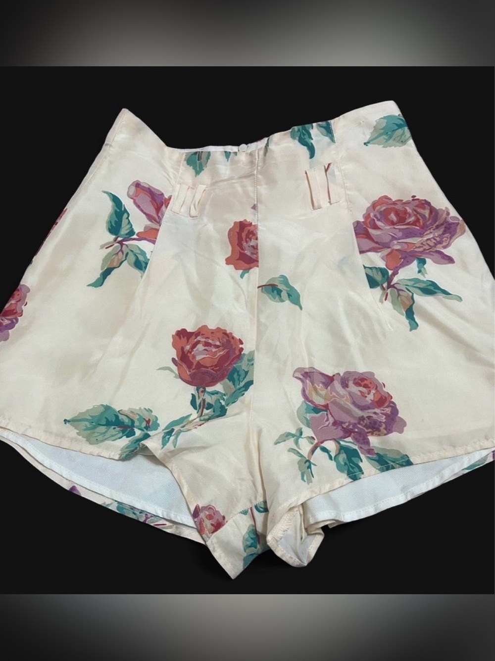Stone Cold Fox Silk Floral High-Waist Shorts
